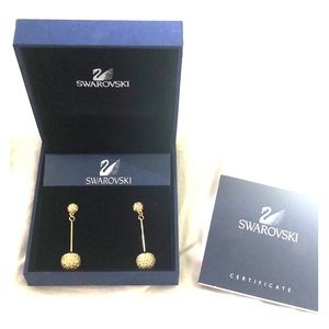 Swarovski Crystal Gold Ball Drop Earrings